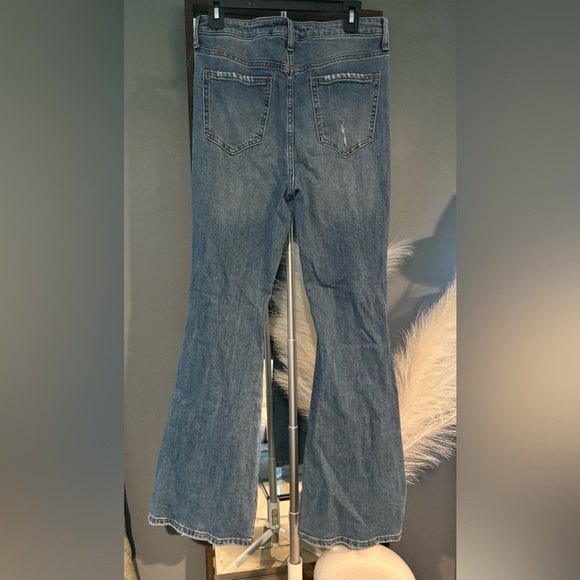 Altar'd State Blue Flare Denim with Vintage Distressing - Picture 6 of 7